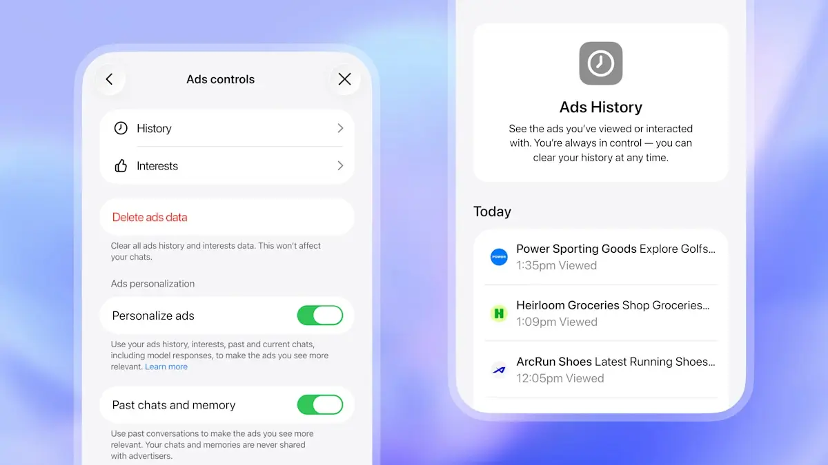 ChatGPT يبدأ اختبار الإعلانات لمستخدمي الإصدار المجاني وGo في الولايات المتحدة