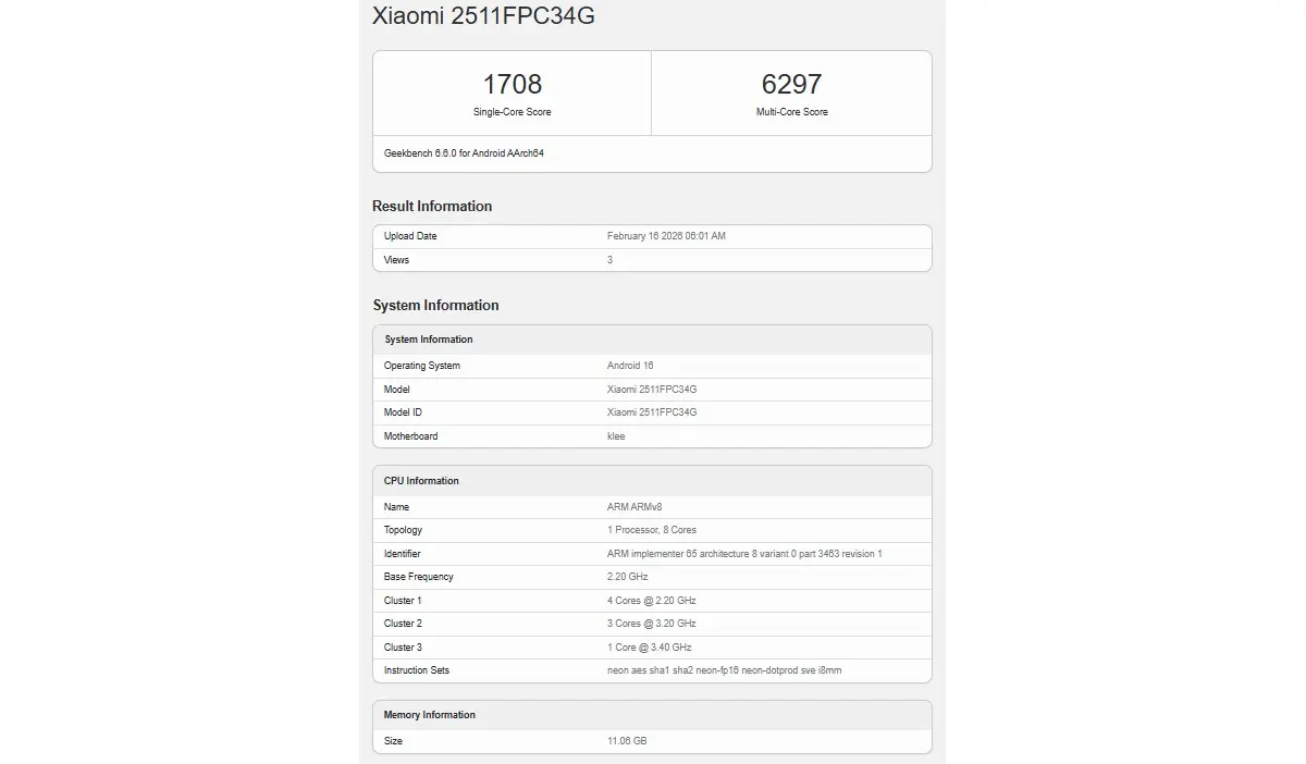 نتائج Poco X8 Pro في Geekbench تكشف أداء Dimensity 8500
